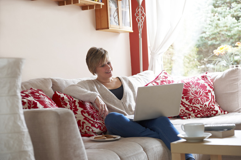 Mother on laptop computer