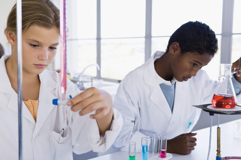 Students doing science experiment