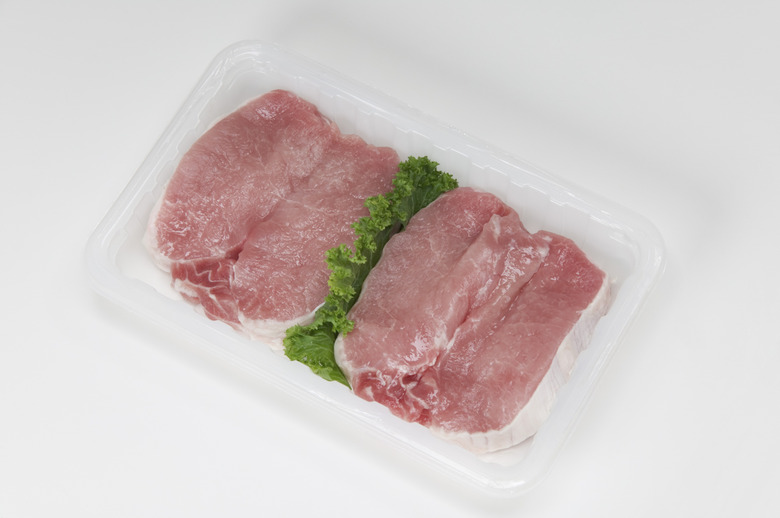 Package of uncooked pork chops