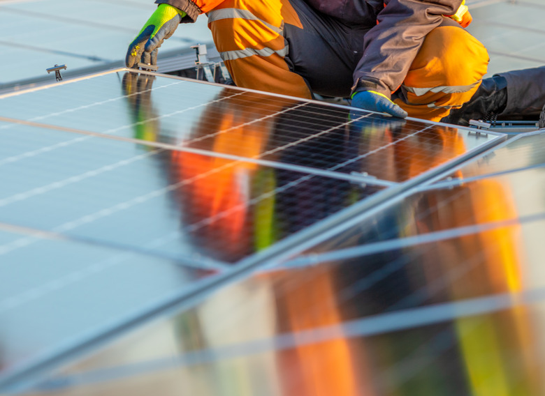 Solar photovoltaic modules on a rooftop