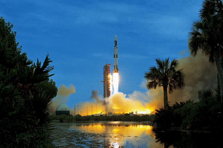 View of the launch of a space rocket