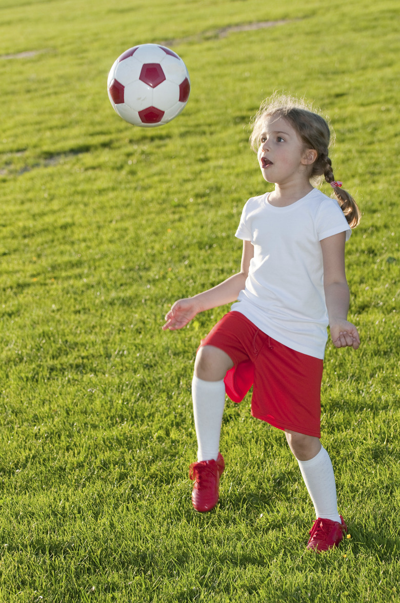 Playing soccer