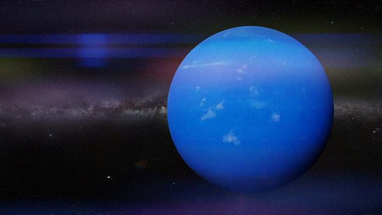 planet Neptune in front of the galaxy