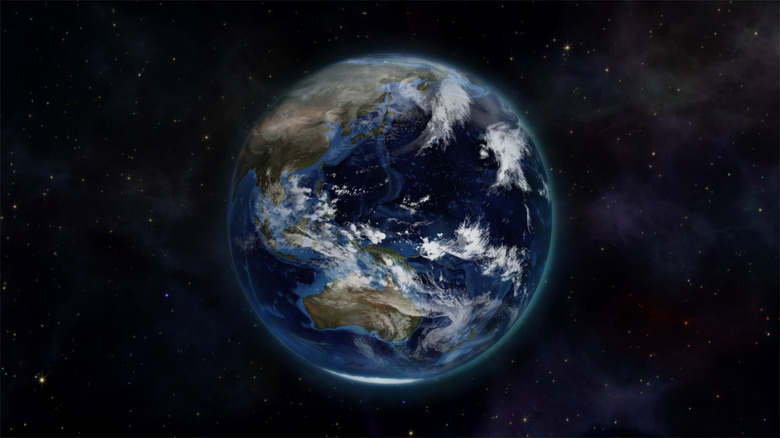 Illustration of the earth in space with an Earth image courtesy of Nasa.org