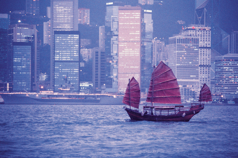 Junk ship in Hong Kong harbor