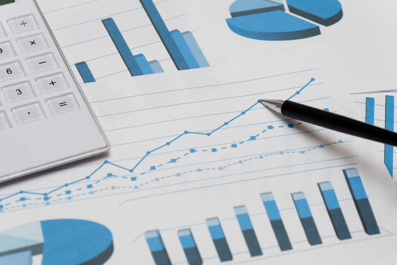 Business charts with ballpoint pen and calculator